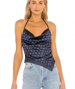 Budget 🤩 Camila Coelho Pauleta Top In Navy Polka Dot In Navy Polka Dot 🔔