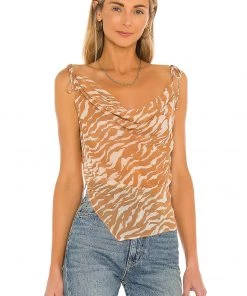 Brand new 💯 Camila Coelho Tati Cowl Cami In Brown Zebra 🤩