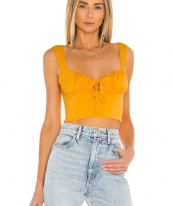 Promo ❤️ Camila Coelho Daisy Top In Tangerine Orange ✨