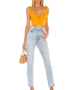 Promo ❤️ Camila Coelho Daisy Top In Tangerine Orange ✨ -Camila Coelho Store COEL WS124 V4