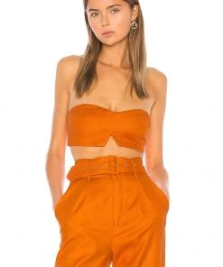 Flash Sale ⌛ Camila Coelho Josephina Crop Top In Desert Orange 🌟