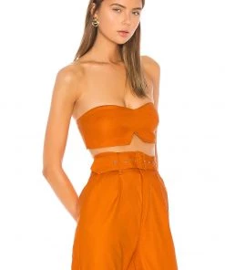 Flash Sale ⌛ Camila Coelho Josephina Crop Top In Desert Orange 🌟 -Camila Coelho Store COEL WS12 V2