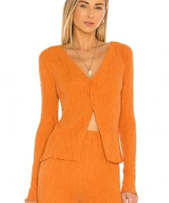 Deals 😀 Camila Coelho Tais Long Sleeve Top In Sunset Orange 🤩