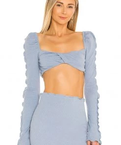 New 🔔 Camila Coelho Logan Crop Top In Baby Blue 👏