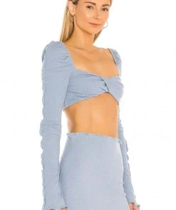 New 🔔 Camila Coelho Logan Crop Top In Baby Blue 👏 -Camila Coelho Store COEL WS136 V2