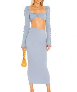 New 🔔 Camila Coelho Logan Crop Top In Baby Blue 👏 -Camila Coelho Store COEL WS136 V4