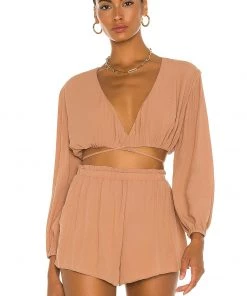 Promo 🎁 Camila Coelho Hattie Top In Taupe 😀