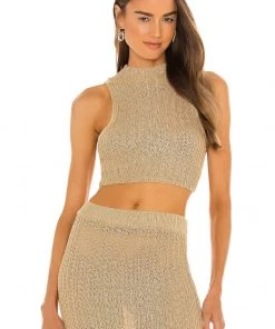 Deals 💯 Camila Coelho Cleo Top In Gold Flax 🌟