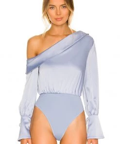 Deals 😀 Camila Coelho Adriana Bodysuit In Dusty Blue 🧨 -Camila Coelho Store COEL WS183 V2