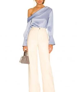 Deals 😀 Camila Coelho Adriana Bodysuit In Dusty Blue 🧨 -Camila Coelho Store COEL WS183 V5