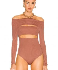 Deals 👏 Camila Coelho Shaelle Bodysuit In Brick Mauve 🔥 -Camila Coelho Store COEL WS184 V2