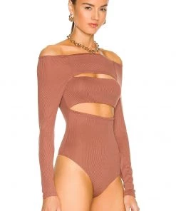 Deals 👏 Camila Coelho Shaelle Bodysuit In Brick Mauve 🔥 -Camila Coelho Store COEL WS184 V3