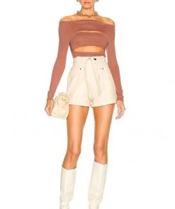 Deals 👏 Camila Coelho Shaelle Bodysuit In Brick Mauve 🔥 -Camila Coelho Store COEL WS184 V5