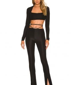 Outlet ✨ Camila Coelho Raquelle Crop Top In Black 😀 -Camila Coelho Store COEL WS186 V4