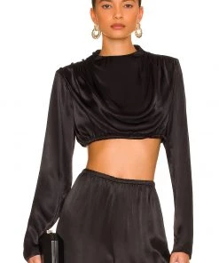 Hot Sale ✔️ Camila Coelho Chelsie Crop Top In Black ✔️