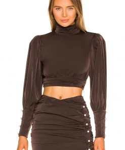 Promo ⭐ Camila Coelho Kristen Top In Chocolate Brown 🤩 -Camila Coelho Store COEL WS194 V2