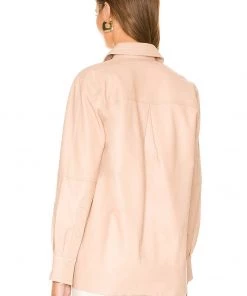 Budget 👏 Camila Coelho Louie Leather Button Down In Nude ✨ -Camila Coelho Store COEL WS211 V4
