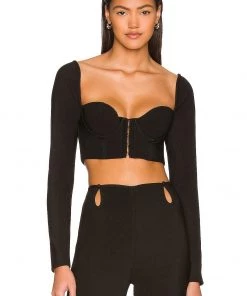 Hot Sale 😀 Camila Coelho Kora Crop Top In Black 🛒