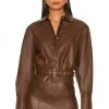 Cheapest 🌟 Camila Coelho Nelli Leather Blouse In Brown 🧨