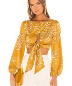 Top 10 ⌛ Camila Coelho Marcia Top In Gold Tropical 🌟