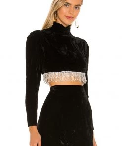 Promo ❤️ Camila Coelho Aliah Cropped Top In Black 😍 -Camila Coelho Store COEL WS47 V2