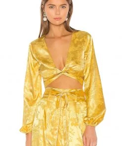 Promo 👏 Camila Coelho Sonia Top In Golden Yellow 😍