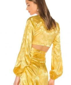 Promo 👏 Camila Coelho Sonia Top In Golden Yellow 😍 -Camila Coelho Store COEL WS6 V3