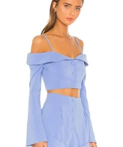 Coupon 🎉 Camila Coelho Paulina Top In Periwinkle Blue 🔥 -Camila Coelho Store COEL WS70 V2