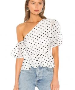 Top 10 👍 Camila Coelho Mala Peplum Top In White & Black 🧨