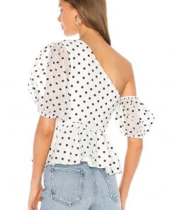 Top 10 👍 Camila Coelho Mala Peplum Top In White & Black 🧨 -Camila Coelho Store COEL WS7 V3