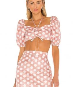 Outlet 🌟 Camila Coelho Josefina Top In Pink Dot ⌛