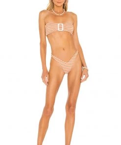 Best Sale ❤️ Camila Coelho Taya Top In Camel & White ⌛ -Camila Coelho Store COEL WX107 V4