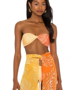 Deals 🛒 Camila Coelho Neves Top In Orange & Yellow In Orange & Yellow Palm 🔔