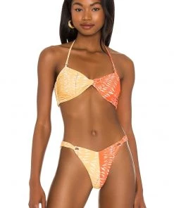 Deals 🛒 Camila Coelho Neves Top In Orange & Yellow In Orange & Yellow Palm 🔔 -Camila Coelho Store COEL WX66 V2