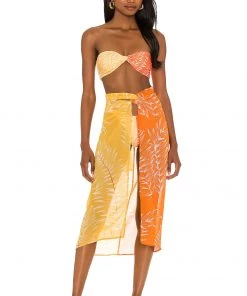 Deals 🛒 Camila Coelho Neves Top In Orange & Yellow In Orange & Yellow Palm 🔔 -Camila Coelho Store COEL WX66 V5